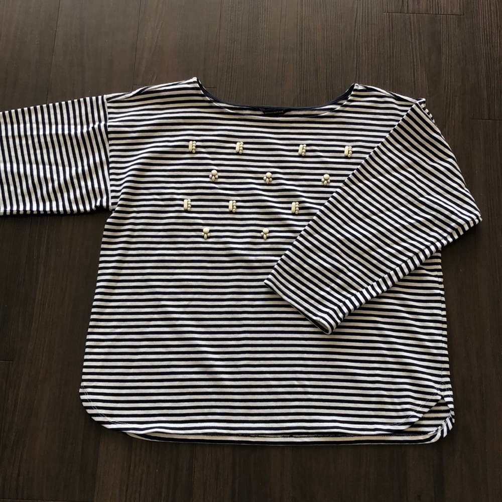 Banana Republic navy stripe boat neck top